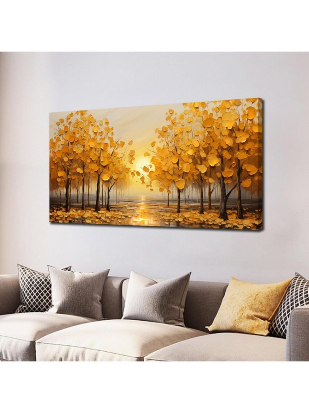 Vibrant Yellow Tree Wall Art for Bedroom & Home Office Decor - Nature-Inspired